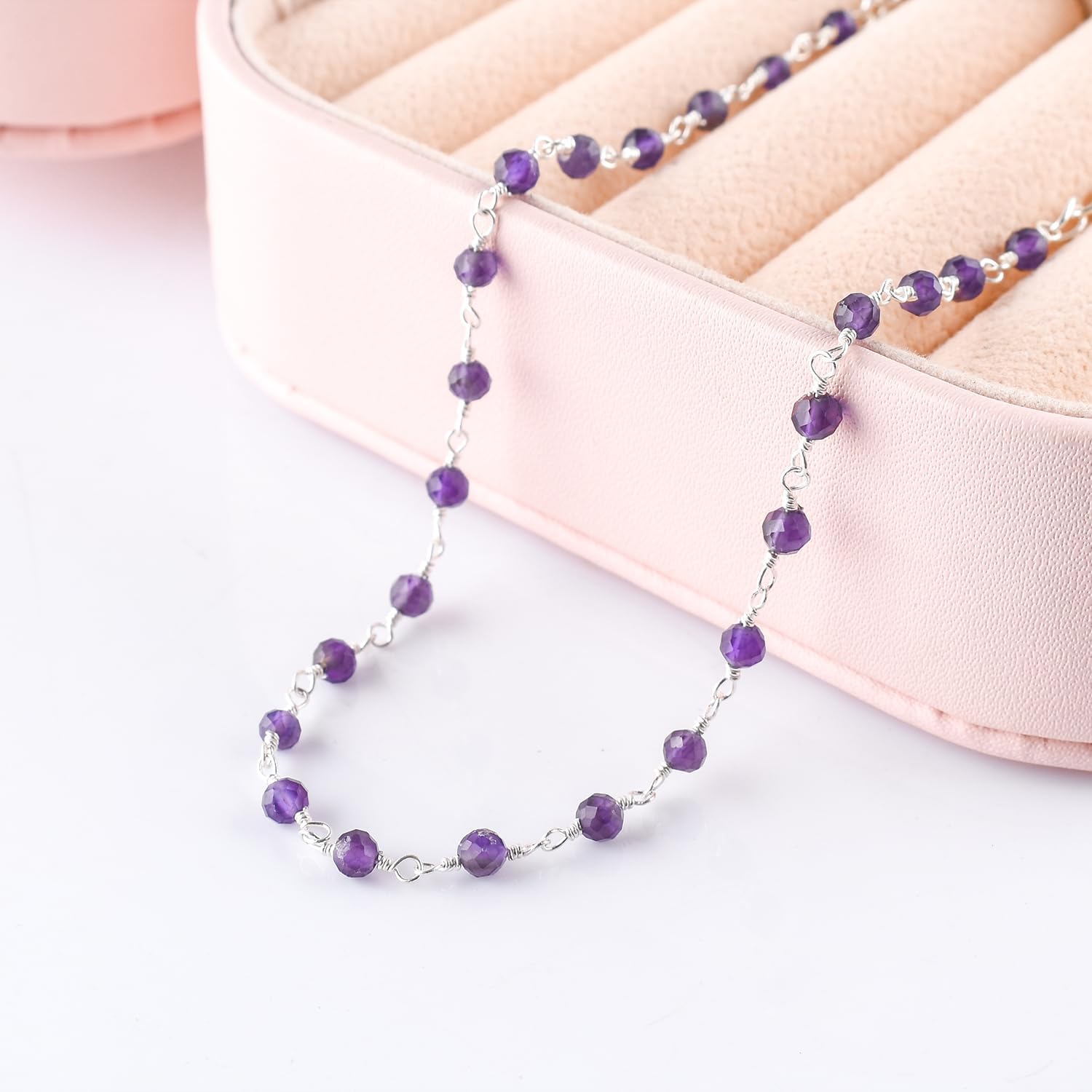 YANARA Gemstone Anklet for Women Dainty Boho Summer Beach Jewelry for Girls Handmade Rosary Charm Ankle Bracelets for her 9+1.5 inch Gifts For Her - Image 4