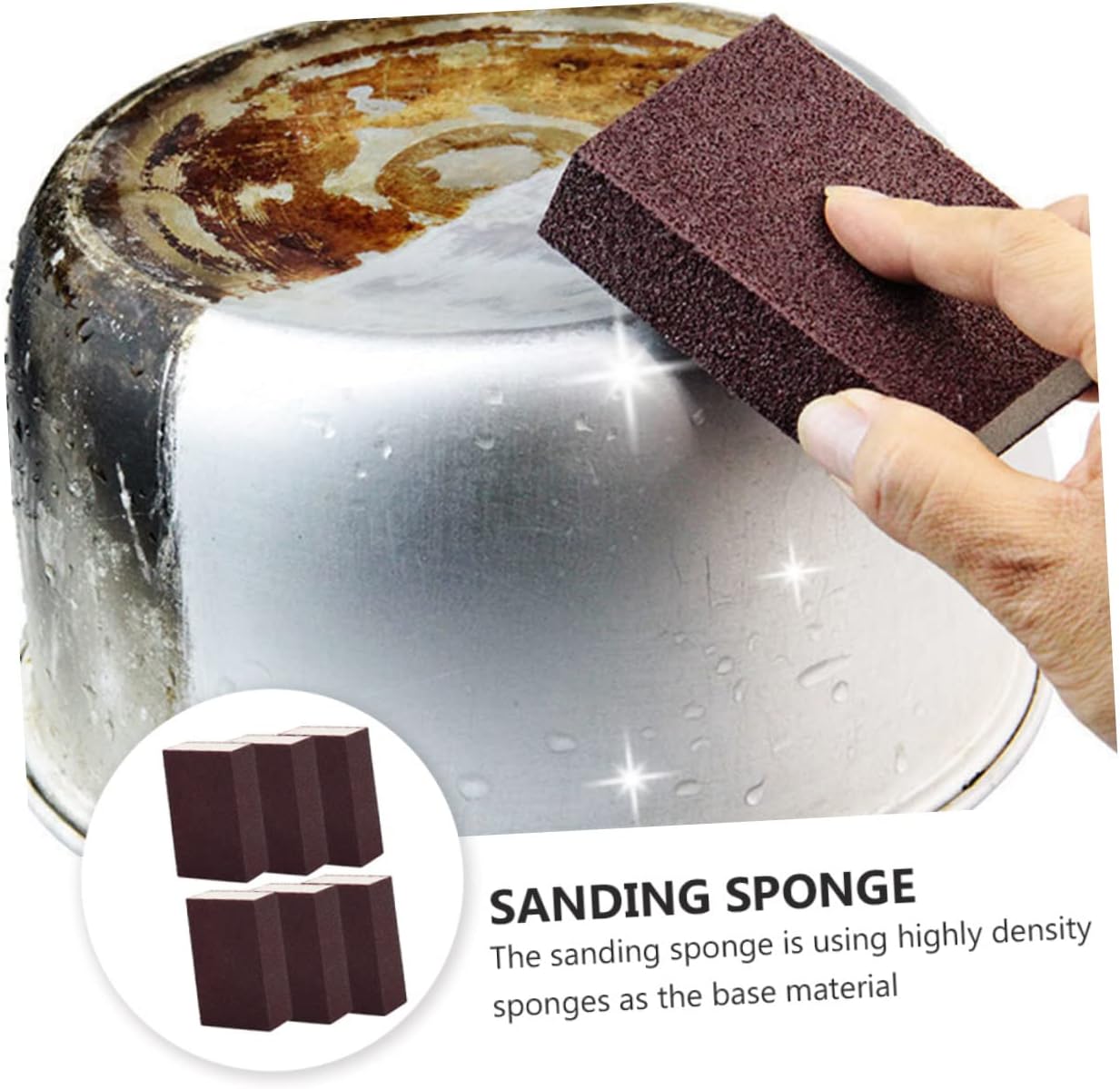 Kitchen Cleaning Sponges,Scrub Sponges, Zero Scratch Scrub SpongeNano Sanding Sponge for Kitchen 6pcs Pot Pan Brush Rust Cleaning Scrubbers(10X7CM)