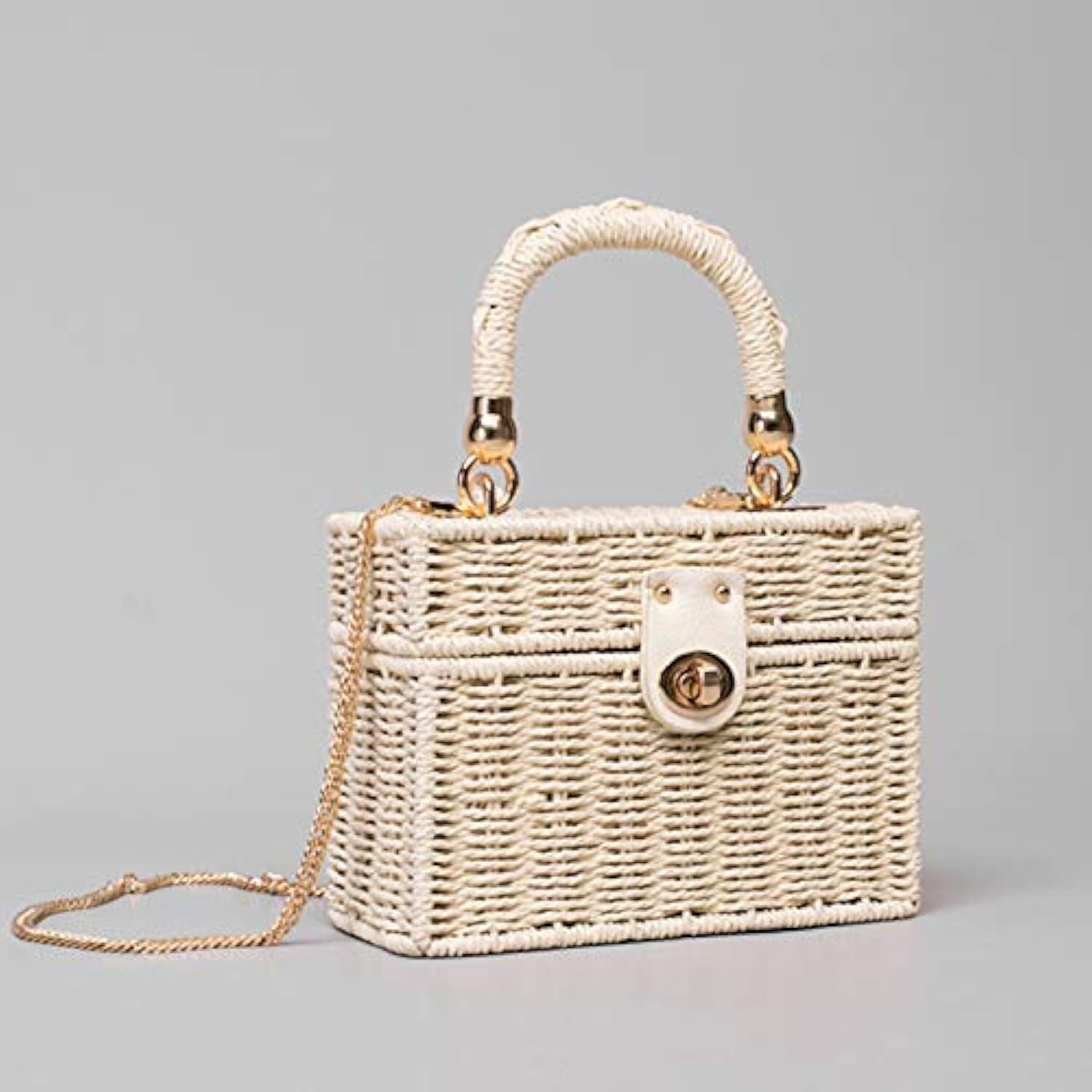 Borsa Paglia Borsa di Paglia, da Spiaggia in a Tracolla in Nera in Rattan a Intrecciata a Mano Donna Quadrata in for