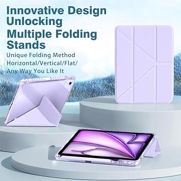 UnDePlus iPad 11.Nesil A16 11inç/10.Nesil 10.9inç ile uyumlu Kılıf Mika Trifolding Şeffaf Kalem Bölmeli 27-Wine Red