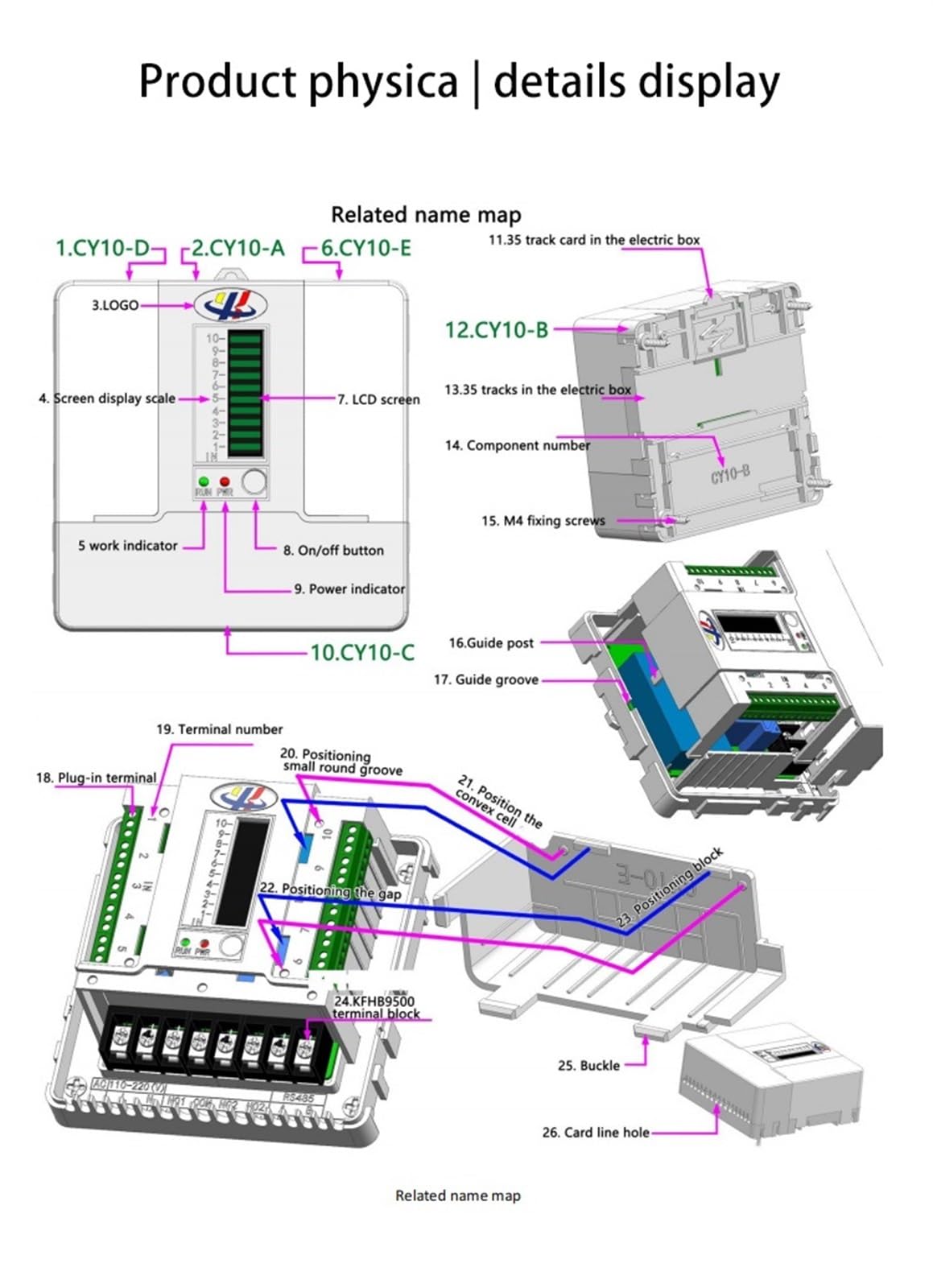 Controlador automático de tratamiento agua inteligente con sensor detección nivel múltiples puntos y pantalla en tiempo real Tanque industrial(CY10-Y26-5P)