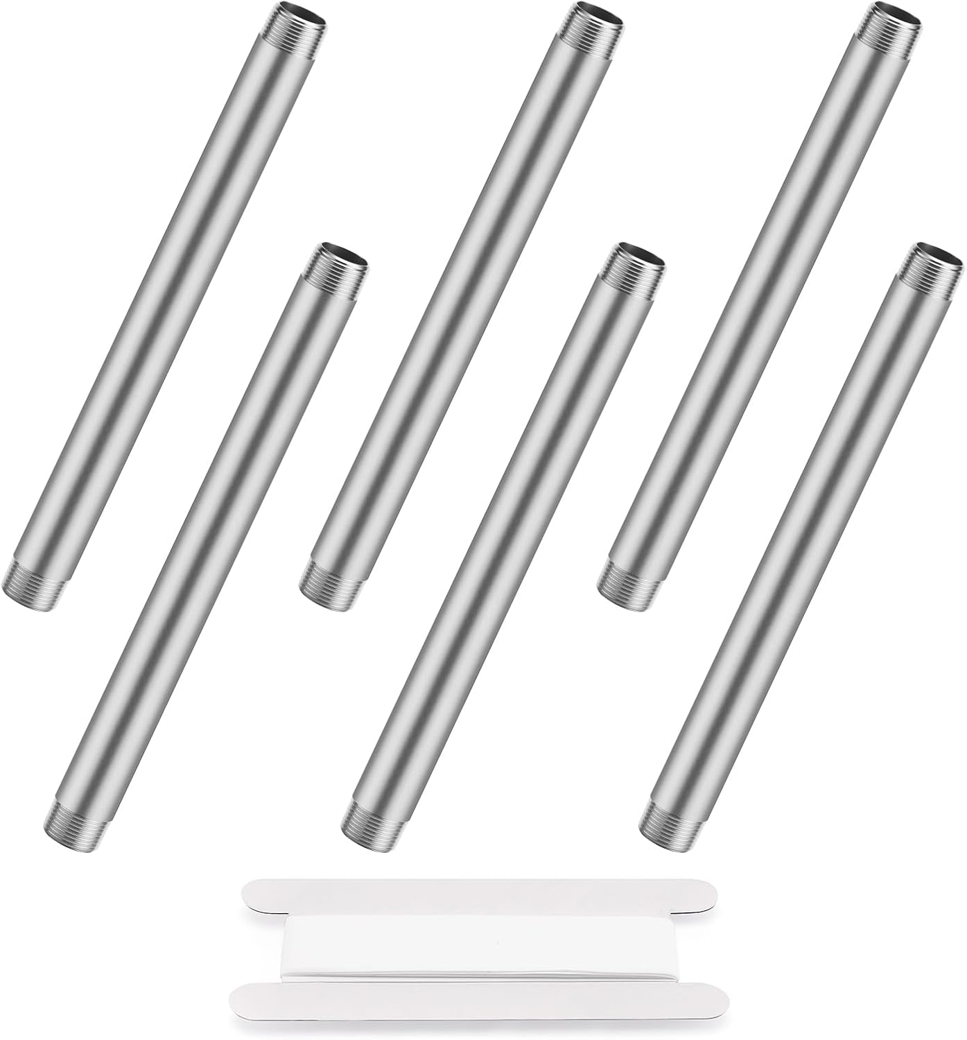 3/8"x14" 304 Stainless Steel Pipe, 3/8" NPT x 3/8" NPT Male Threaded Nipple, SCH40 Heavy Duty Pre-Cut Steel Pipe for Plumbing Gas, Hydraulic, and Industrial Applications(14", 2 Piece)