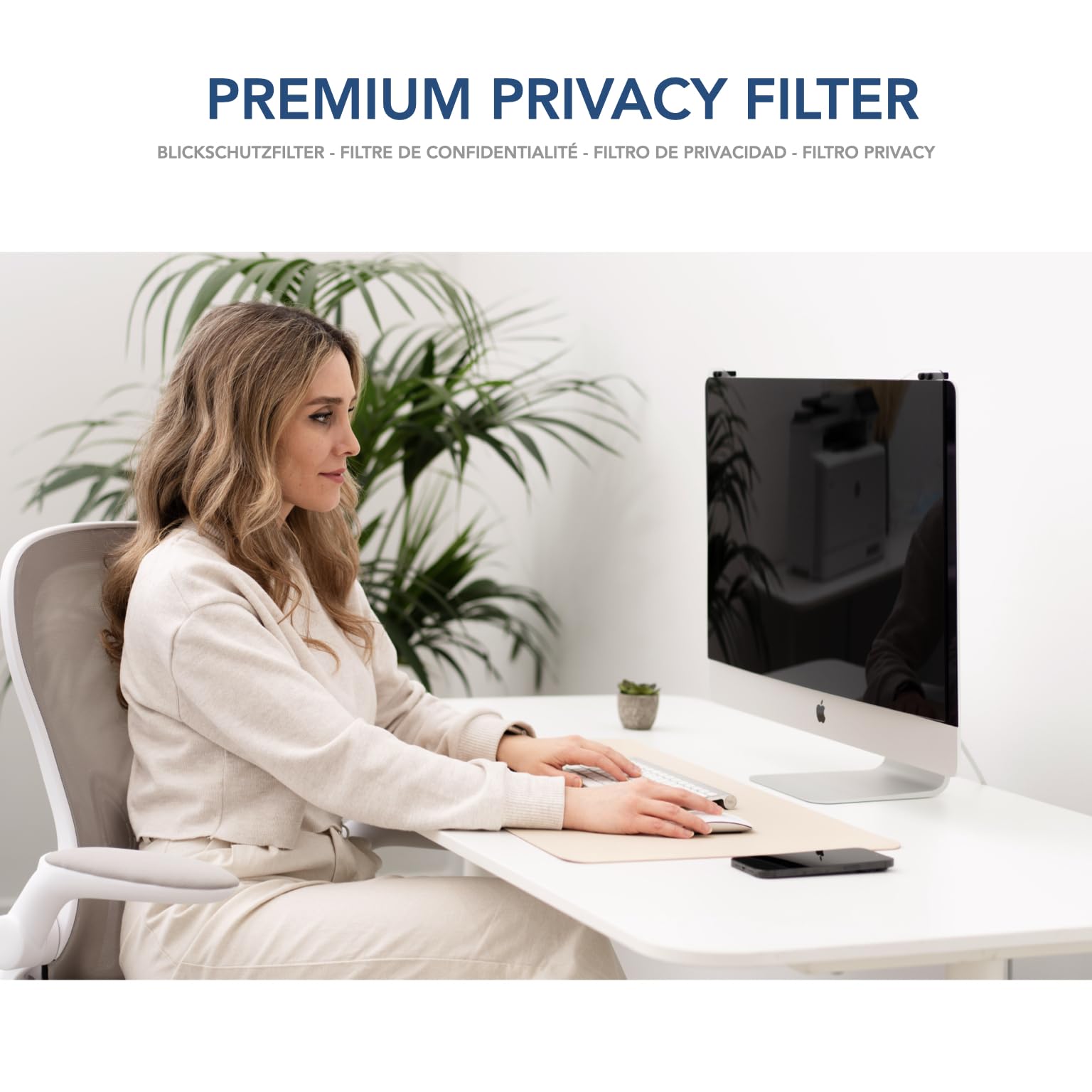 Zolda Filtro per lo schermo del computer per la privacy - Pellicola Privacy, Anti Luce Blu, Antiriflesso e Antigraffio. Protegge la sua Privacy e i suoi Occhi. Rimovibile (20" a 22" pollici)