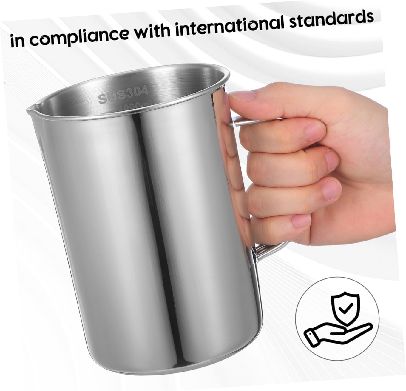 DOITOOL Sturdy Stainless Steel Measuring Cup 1000ml Lab Beaker Scale Easy to Clean and Read
