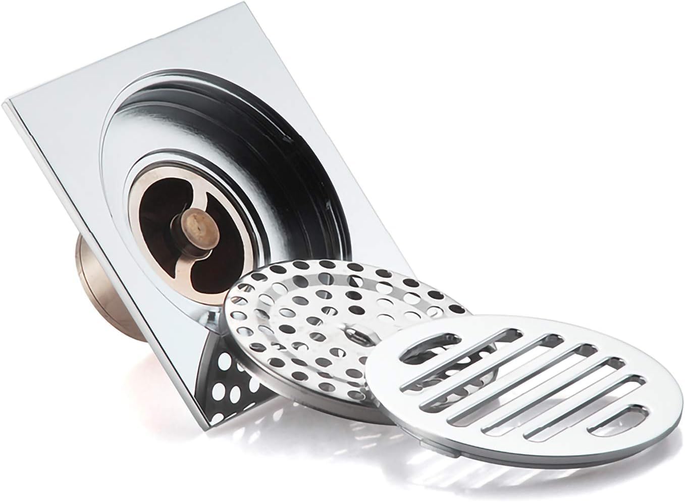 desagüe de Suelo, Premium Brass Deodorizer Floor Drain Square Large with Removable Cover Grid Grate Black Finish for Enhanced Odor Control