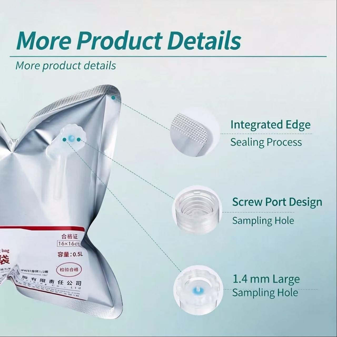 0.1L Aluminum Foil Sampling Bags, 5 Pack