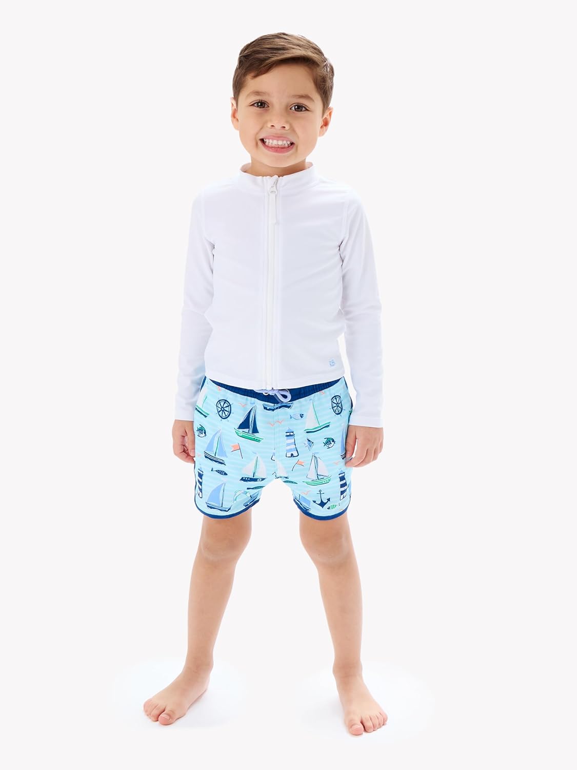 RUGGEDBUTTS Boys UPF50+ Sun Protected Stretch Dolphin Hem Swim Trunks