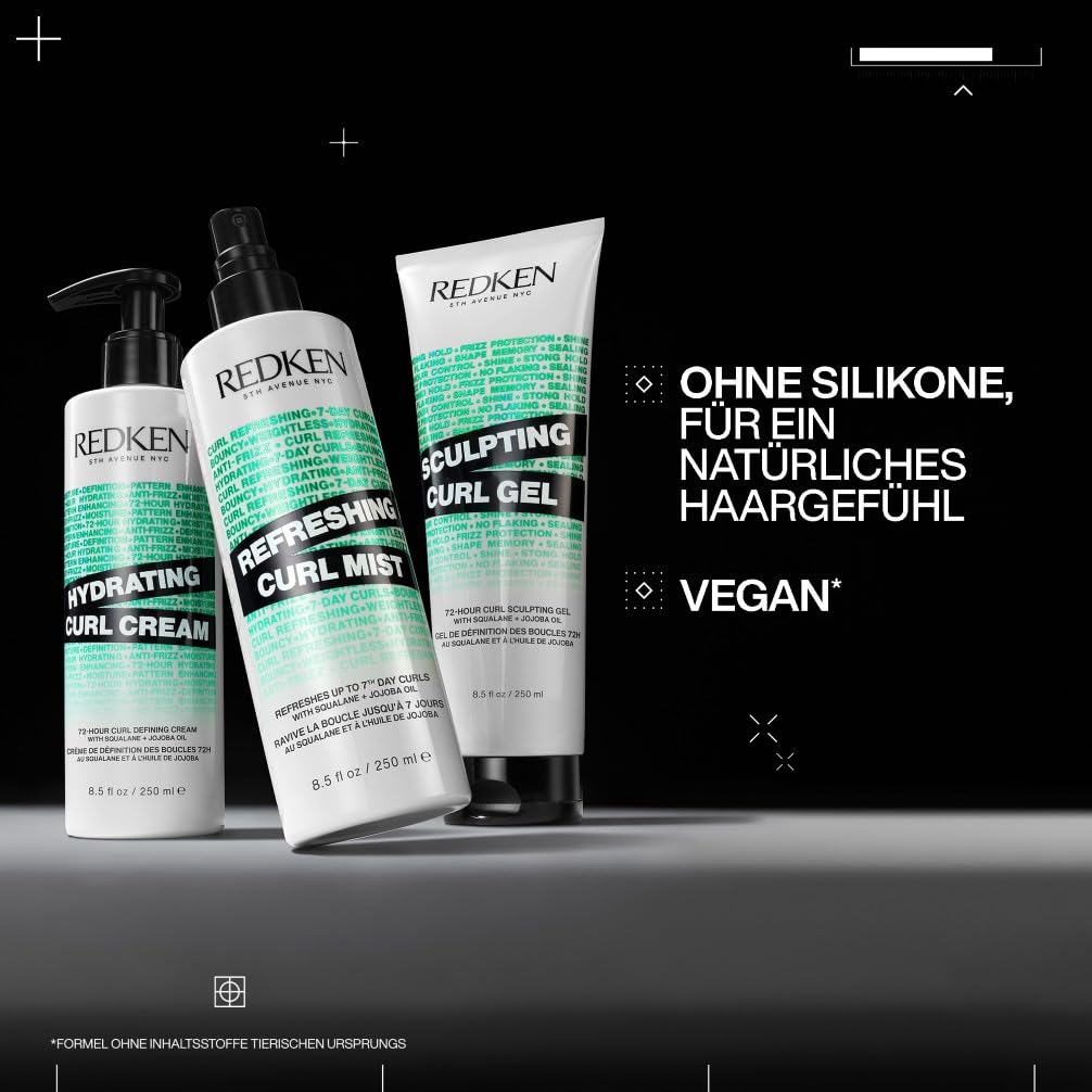 Redken Pflegeset Mit Cream, Spray und Gel für Locken - Refreshing Mist, Sculpting Gel und Hydrating Cream für Revitalisierte Locken und Hitzeschutz Bis 230° - Mit Squalan und Jojoba-Öl