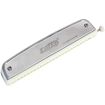 East top Mouth Organ Harmonica 24 Holes Key-C With Scale Change Option for adults, Silver - image, photos