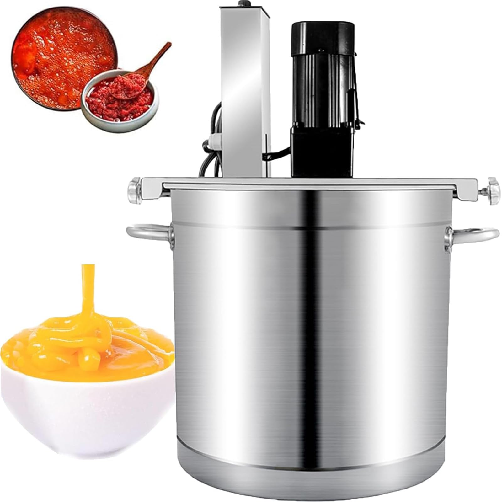 YXZYFPP Automatic Pot Stirrer, Electric Jam Mixer with 4-Blade Scraper, Stainless Steel, Adjustable Stirring Speed, Ideals for Sauce, Jam, Chili, Hot Pot Base, 60L (40l)