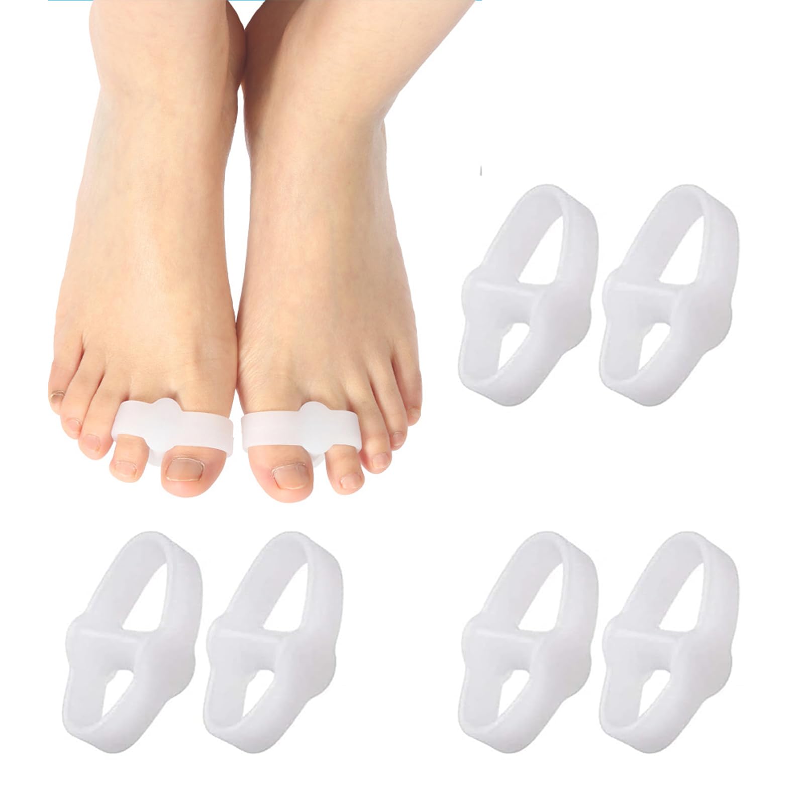 Comioke Separador de Dedos Ajustable,Separador de Dedos Ortopédicos,6 Pcs Corrector de Juanetes,Separadores de Dedos del Pie,Separadores de Dedos de Gel,Separador de Dedos de Silicona