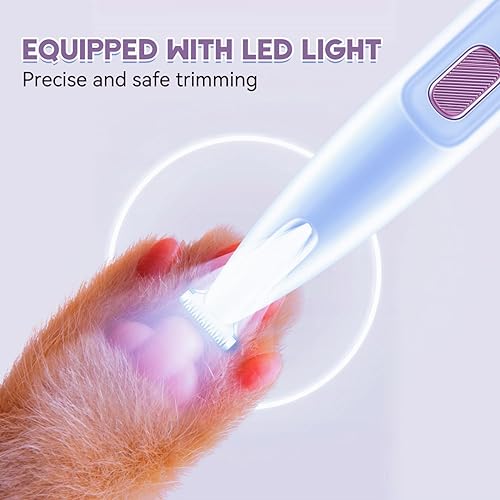Miniatura 5 de Cortadora de patas de perro de micro precisión, recortadora de patas de mascotas con luz LED, cortadora eléctrica para mascotas recargable,