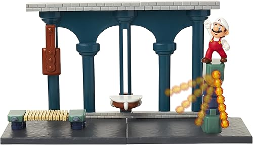 Miniatura 2 de Nintendo Super Mario Lava Castle Deluxe Play Set, incluye: Figura de Fire Mario de 2.5 pulgadas y características mecánicas, torre de bolas de fuego