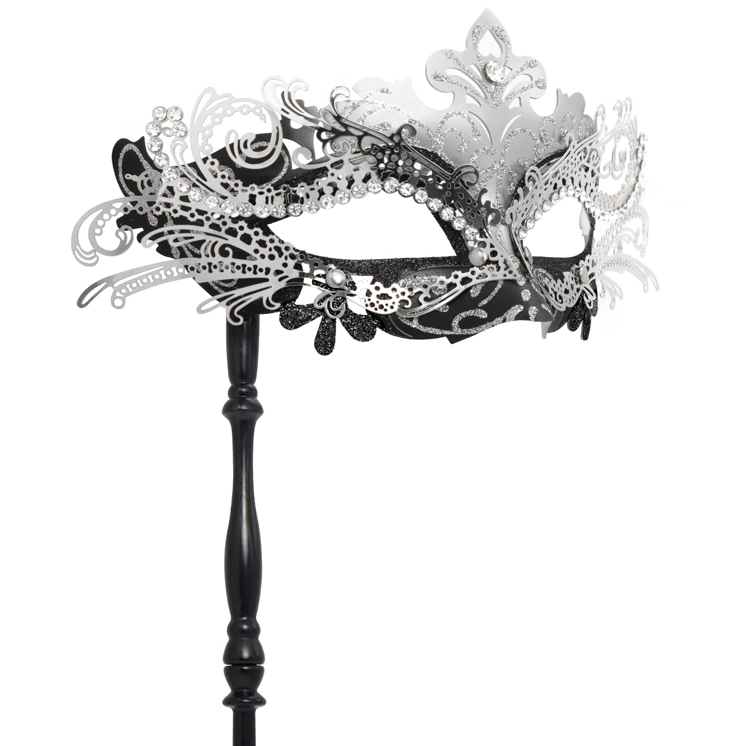 Coddsmz Masquerade Mask with Stick Venetian Mask Mardi Gras Decorations for Womens Halloween Costume Mask