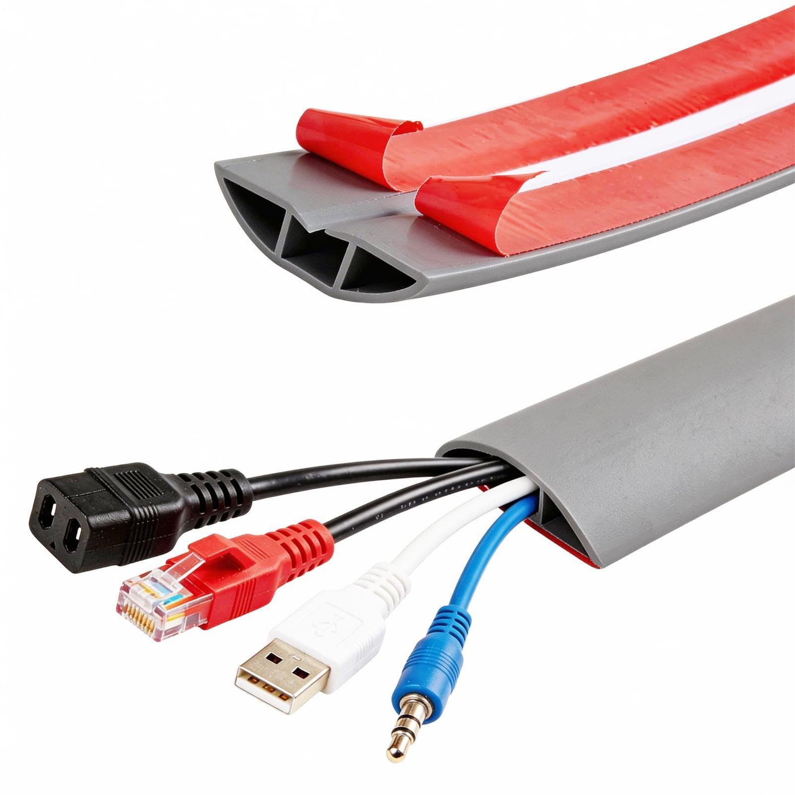 Canaleta para cables de suelo plano, 5 cm x 1,2 cm, autoadhesivo, 20 m de