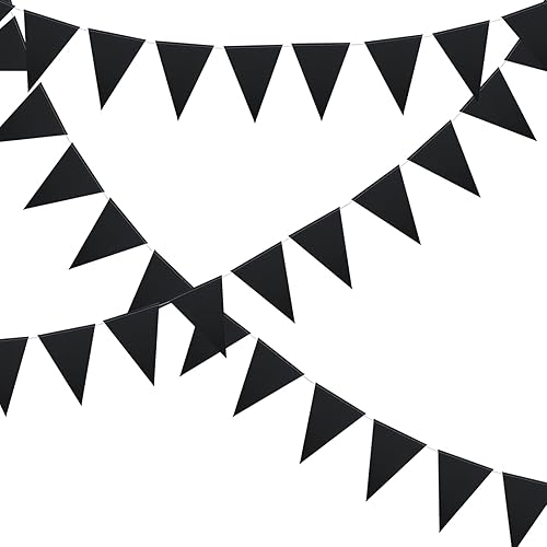 Miniatura 3 de Meetppy Banderines negros de 30 pies, 48 unidades, banderines de papel triangulares, banderines para gran apertura, decoración de boda, decoración
