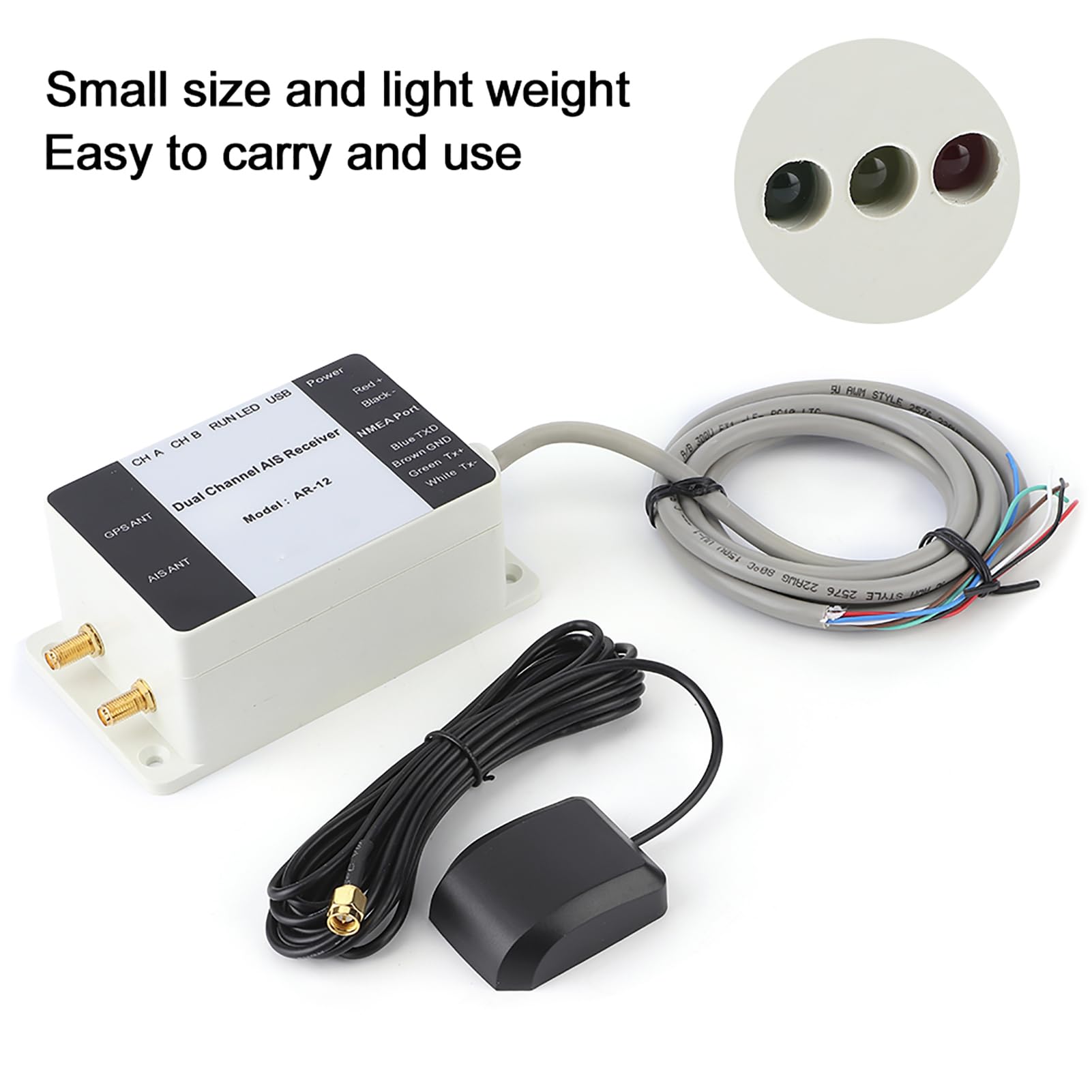 AIS-Empfänger, Zweikanal-USB-AIS-GPS-Empfänger für die Schiffsnavigation, mit Großer Reichweite von 28 Seemeilen und NMEA-Anschluss, Tragbare ABS-Marineelektronik