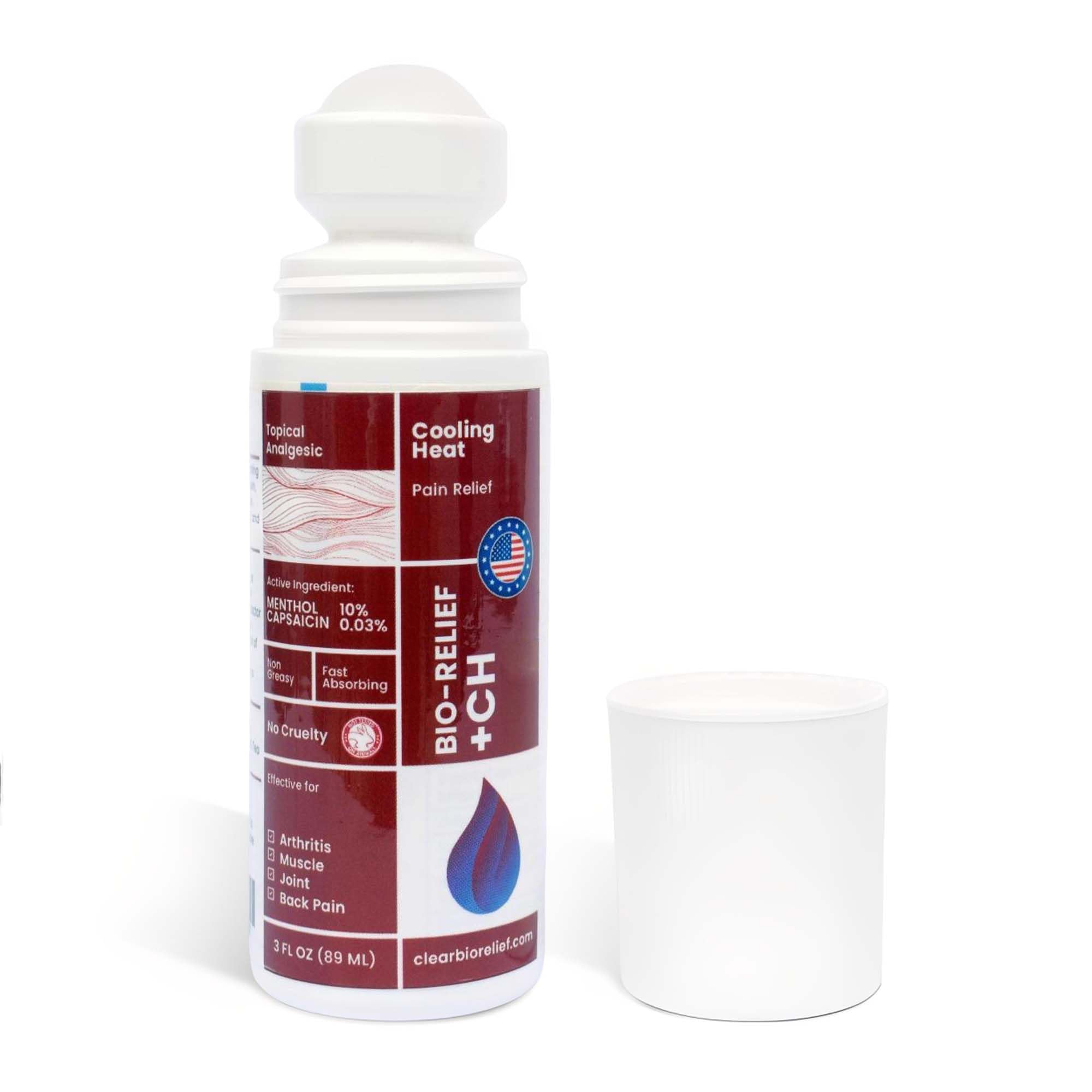 BIO-RELIEF +CH Pain Relief Roll On for Maximum Strength w 10% Methanol