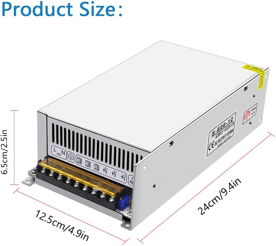 Bеѕt Rеvіеw SHNITPWR 12V DC Power Supply 50A 600W Regulated Switch Power Transformer AC 110V 220V to DC 12 Volt 50amp 48A 45A 42A 40A Converter Adapter LED Driver 3 Output Port for LED Light 3D Printer CCTV