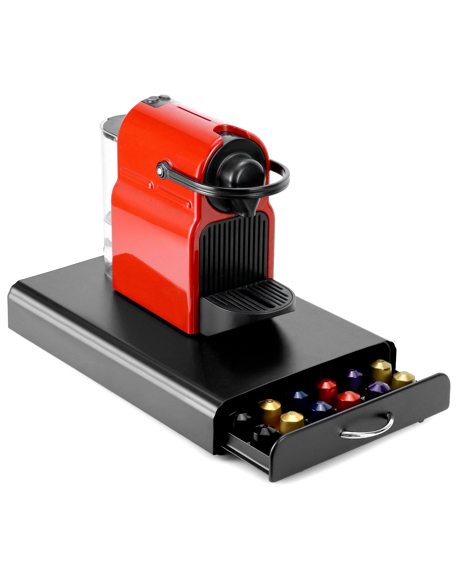QWORK® Uchwyt na kapsułki do kawy, kompatybilny z 60 kapsułkami Nespresso, metalowa konstrukcja, dozownik kapsułek