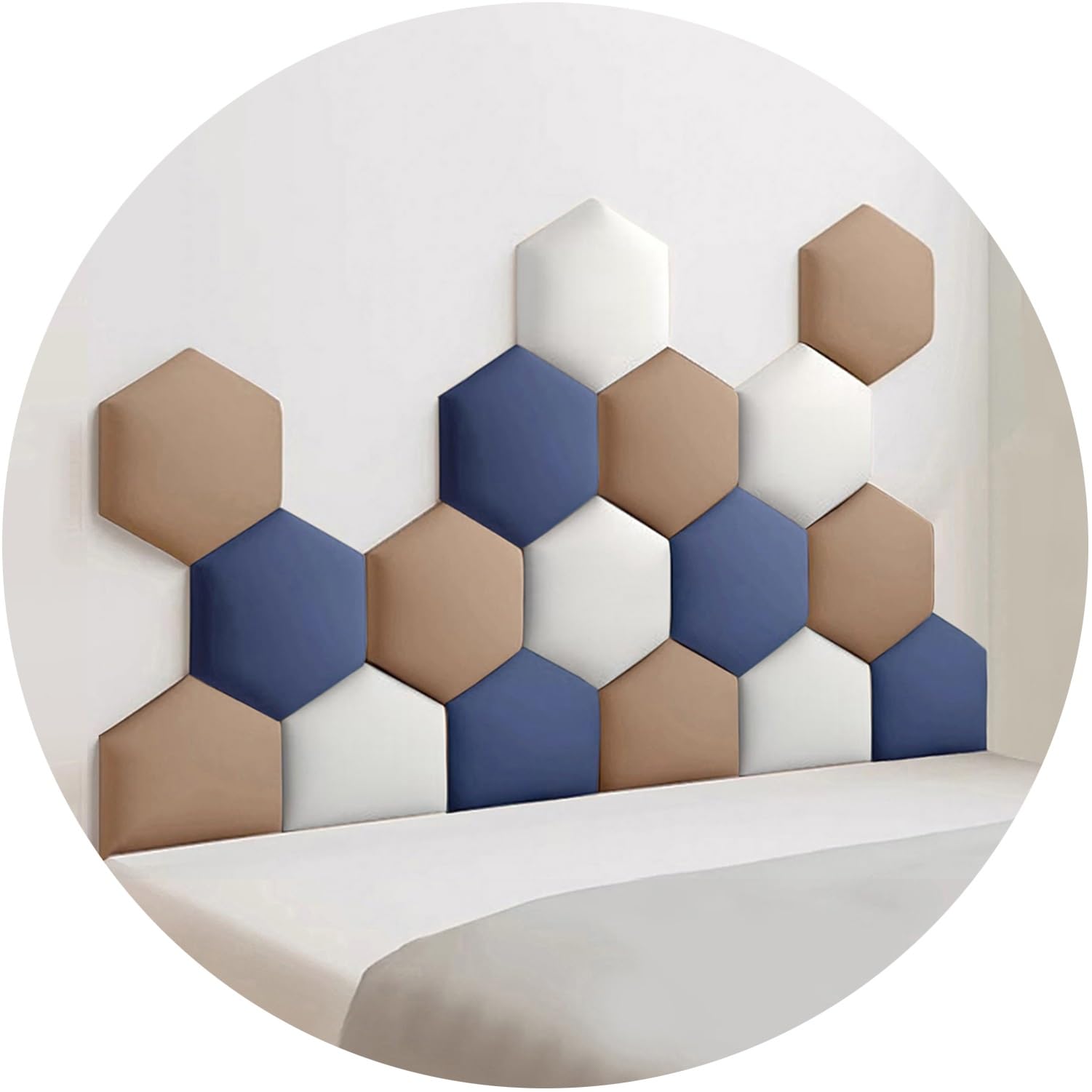 Paneles hexagonales autoadhesivos decorativos para cabecero de cama 3D