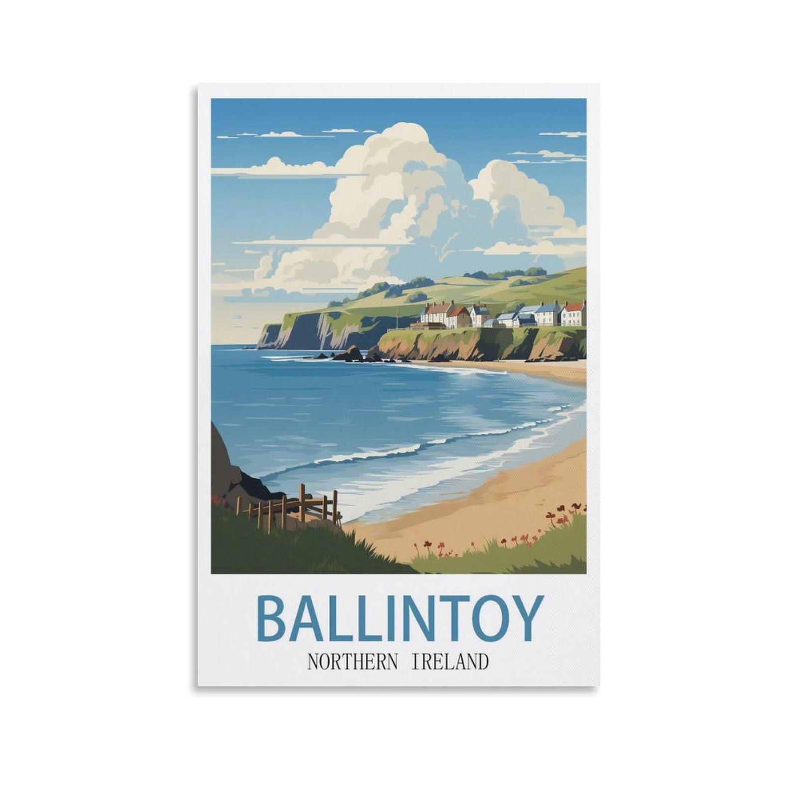 EZMLFA Diamond Painting Kits for Adults,Ballintoy Northern Ireland 5D Diamond Painting Kit for Adults Beginners, DIY Full Round Drill Gem Art Kits for Home 40x40cm