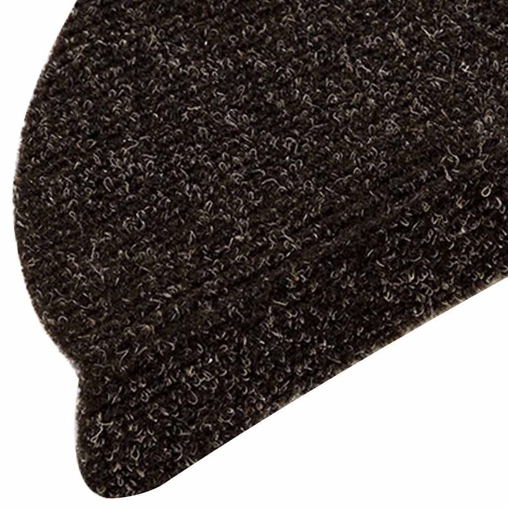 Alfombrillas autoadhesivas para escalones, color marrón oscuro, semicirculares, 56 x 17 x 3 cm, 15 unidades, antideslizantes, para interiores, escaleras, escaleras, escaleras, escaleras