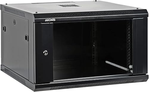 Miniatura 1 de 6U - Gabinete de red profesional de montaje en pared para servidores de 19 pulgadas, color negro