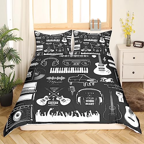 Homewish Electric Guitar Comforter Cover Old Vinyl Record Bed Set - Image 2