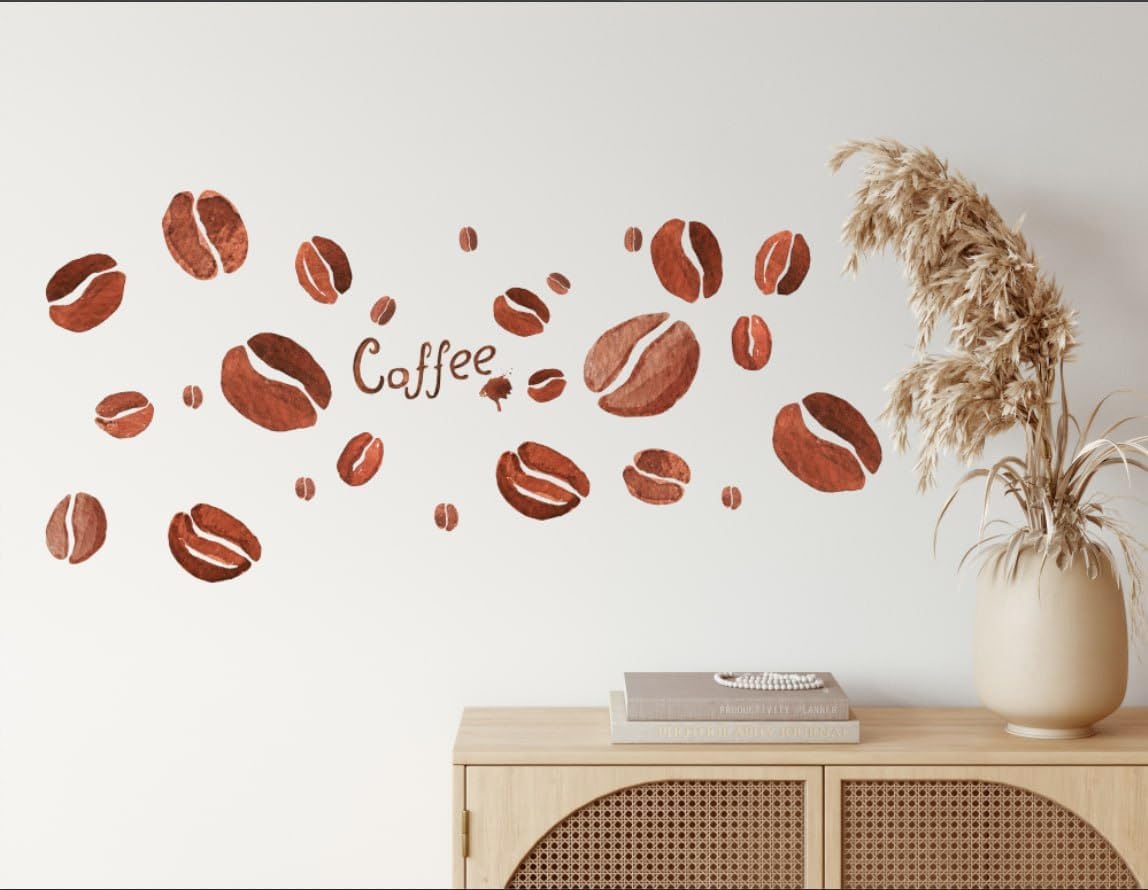 Coffee Wall Decals Coffee Bean Wall Sticker Restaurant Peel and Stick Removable