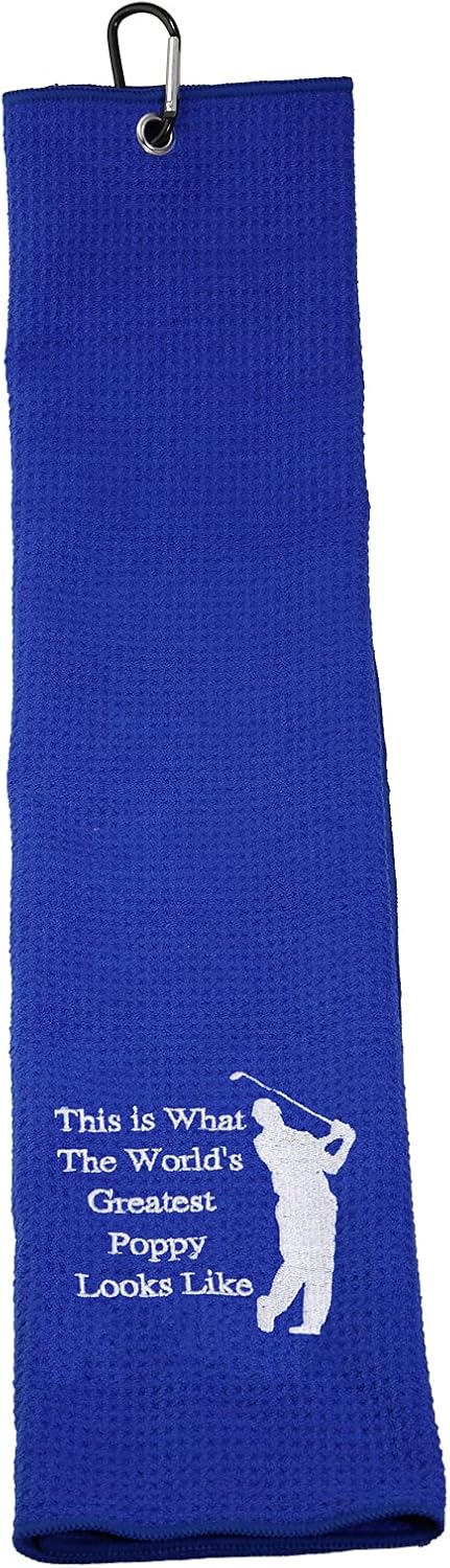 review LEVLO Dad Golf Towel Embroidered Golf Towel Gift Golf Father Gift This is What The World's Greatest Poppy /Grampy/Pops/Bumpa/Opa Looks Like Golf Towel with Clip (Greatest Poppy)