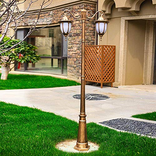 Lampadaire d'extérieur lanterne traditionnelle victorienne E27 double tête IP55