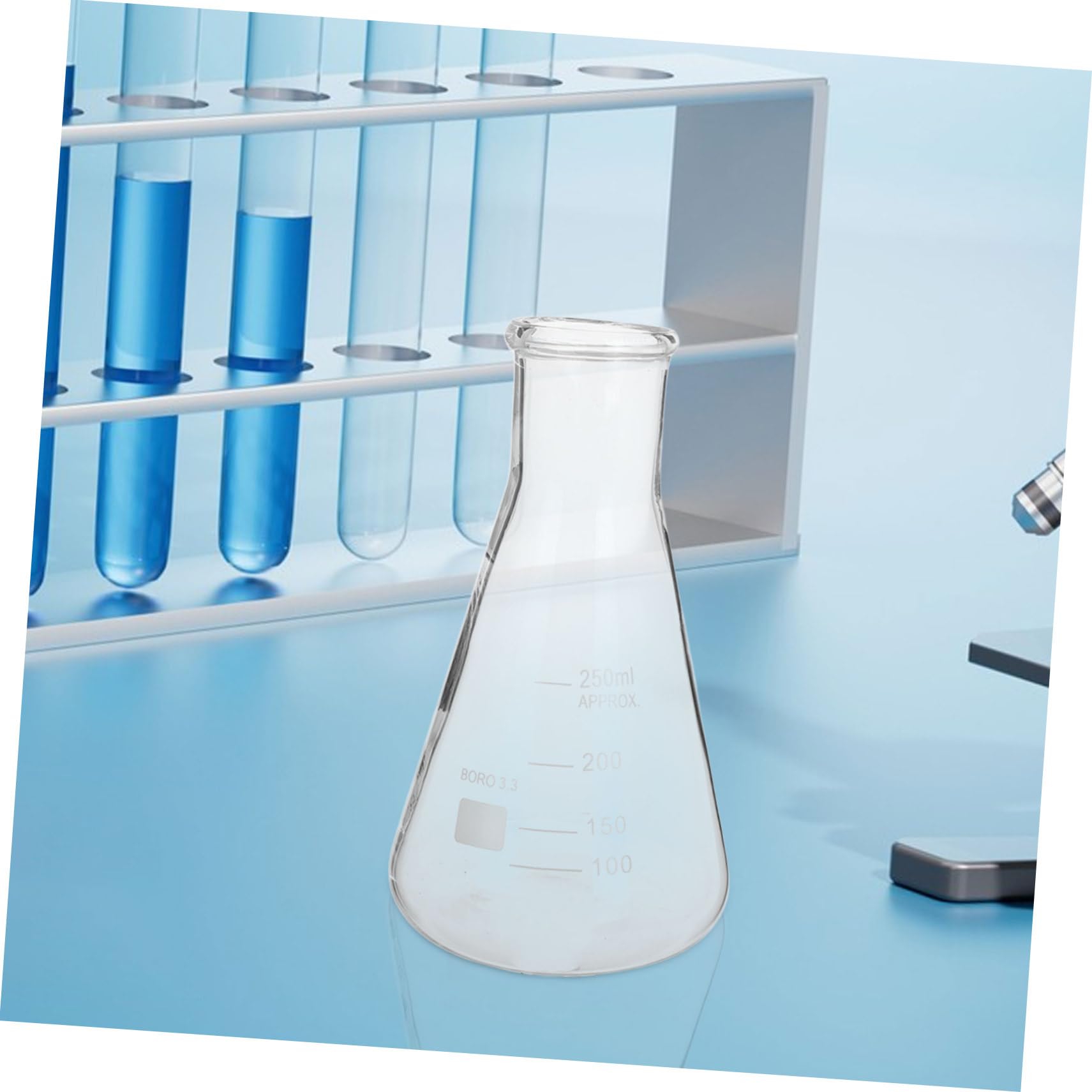 PRETYZOOM Matraces Erlenmeyer Fácil Vertido de Vidrio de Borosilicato Resistentes a Altas Temperaturas Juego de 5 Base Triangular para Laboratorio Científico
