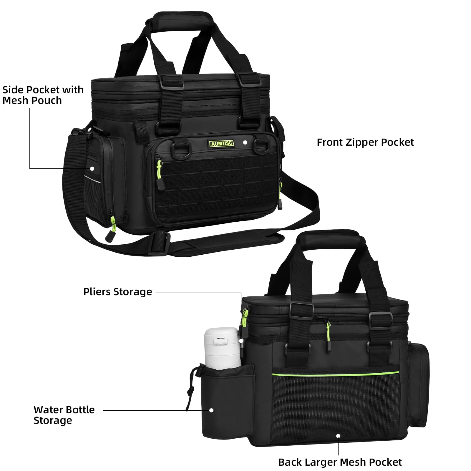 AUMTISC Angeltasche Erweiterbar Fishing Wasserdichte Angeltasche große Kapazität, Handtaschen Angelbox angelzubehör (BLACK62503)