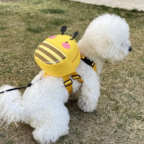 Ruiqas Hunderucksack mit Geschirr Niedlicher Cartoon Satteltasche Selbsttragerucksack für Welpen Kleine Hunde