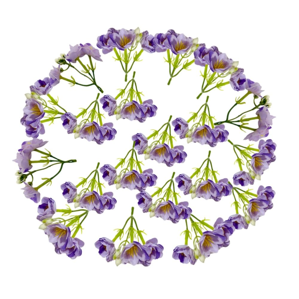 Urier Artificial Jasmine Flowers Heads,Silk Flowers for Crafts,Fake Flowers Bulk,Jasmine Garland Wreath Making Supplies for Wedding Party Birthday Home Décor (20, Purple)