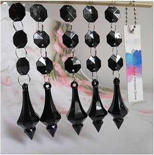 TYZK Atrapasoles de jardín 7 Uds. De Cuentas acrílicas Negras de 115mm, prismas, Guirnalda, candelabro, Colgante, Centro de Mesa de Fiesta en casa Collares Colgantes Hechos a Mano