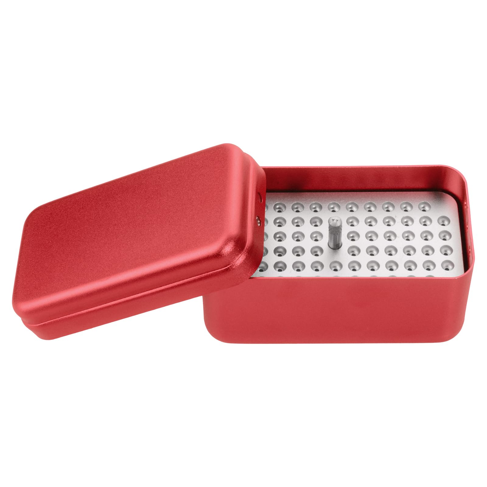 ORILAO 72 Hole Bur Blocks Aluminum Autoclavable Holder Box (RED)