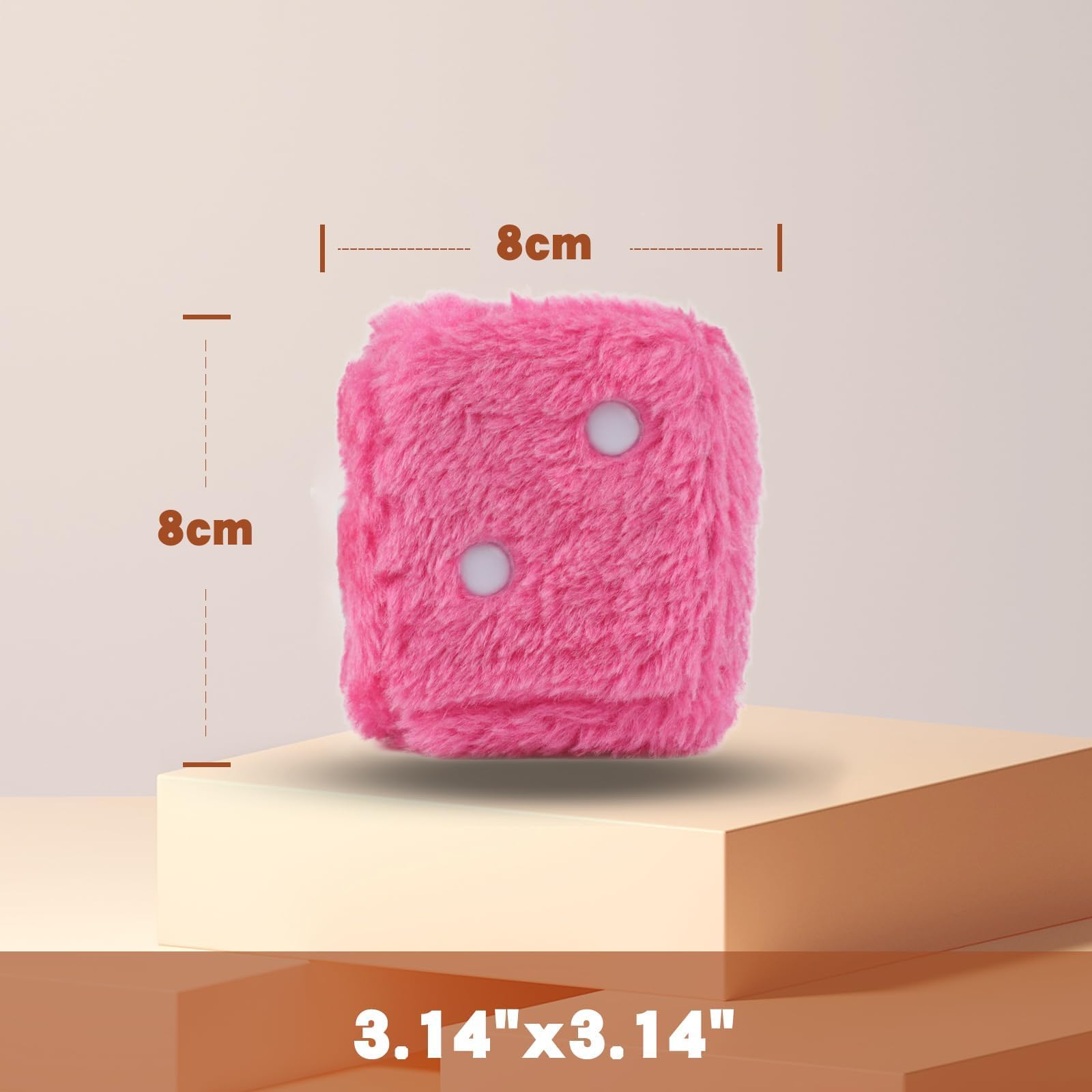 Ditanpu Dadi per Auto, Specchio Quadrato Appeso Coppia Dadi Peluche Fuzzy con Puntini per Decorazione Ornamento Interni Auto, Dadi Peluche Fuzzy con Puntini Dadi Fuzzy Specchio per Decorazione