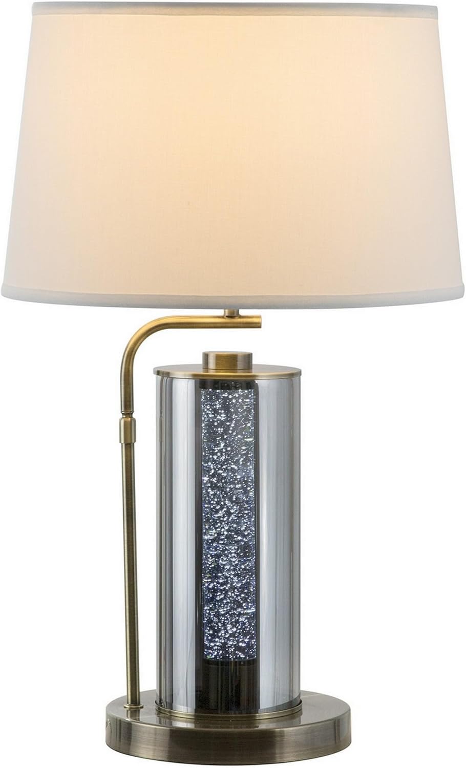Benjara BM308959 29 in. Table Lamp with LED Night Light Stand Antique Brass