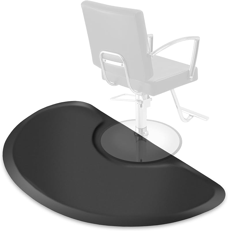 Saloniture Tapete antifatiga para silla de salón y barbería de 3 pies x 5 pies, semicírculo negro, 1/2 pulgada de grosor