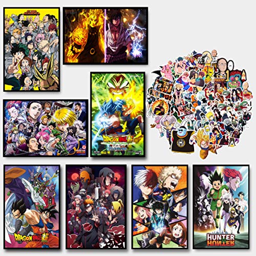 GTOTd Anime posters Wall Poster 8 Pcs 11.5\" x 16.5\"- (with anime stickers 20Pcs)- Unframed Version Poster with Random Anime Stickers 20Pcs