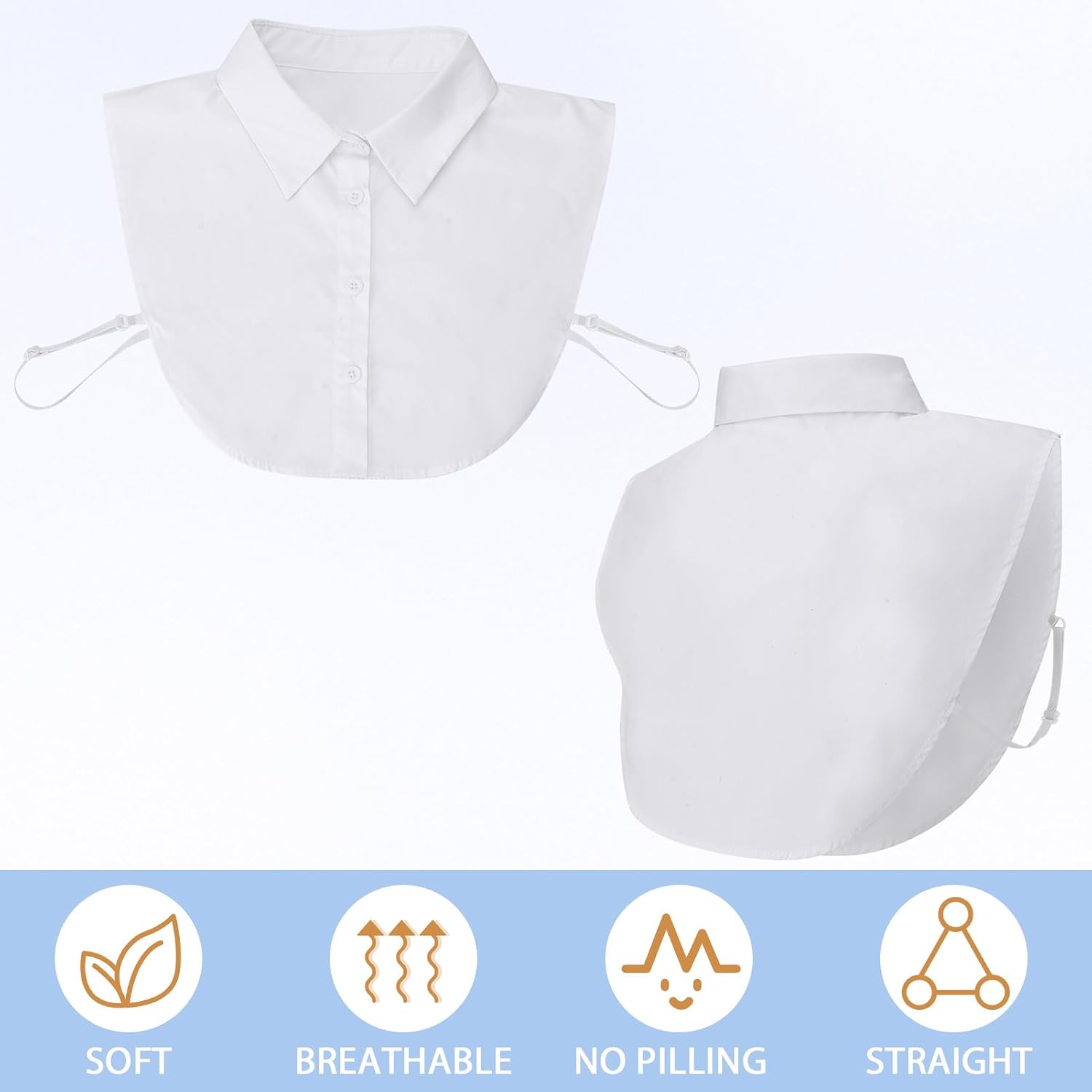 JATEBI 2pcs Fake Collar with 2pcs Scrunchies Detachable Collar | Shirt Collars False Blouse Dickey for Women Daily Outfit
