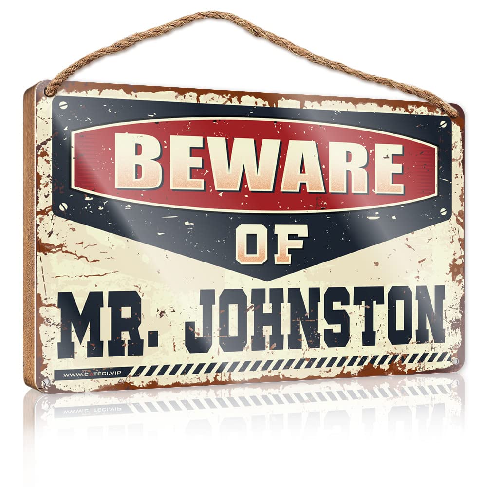 Dtha One Color Kitchen Sign Decor Beware Of Mr. Johnston Wooden Sign Wall Hanging Wood Sign Hanging Decor Sign(15X28cm)