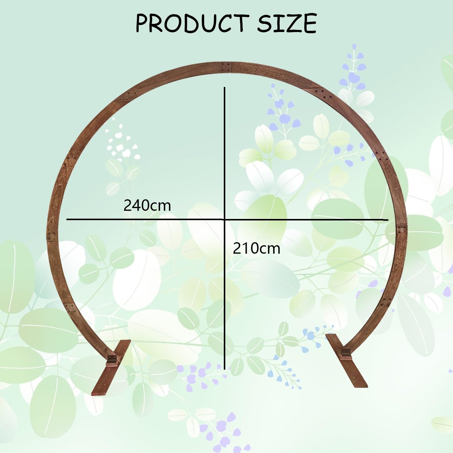 Arco Redondo de Madera (2.1 * 2.4m Arco de Boda de Madera for decoración de Boda/cumpleaños for Interior Exterior Fiestas Montaje fácil