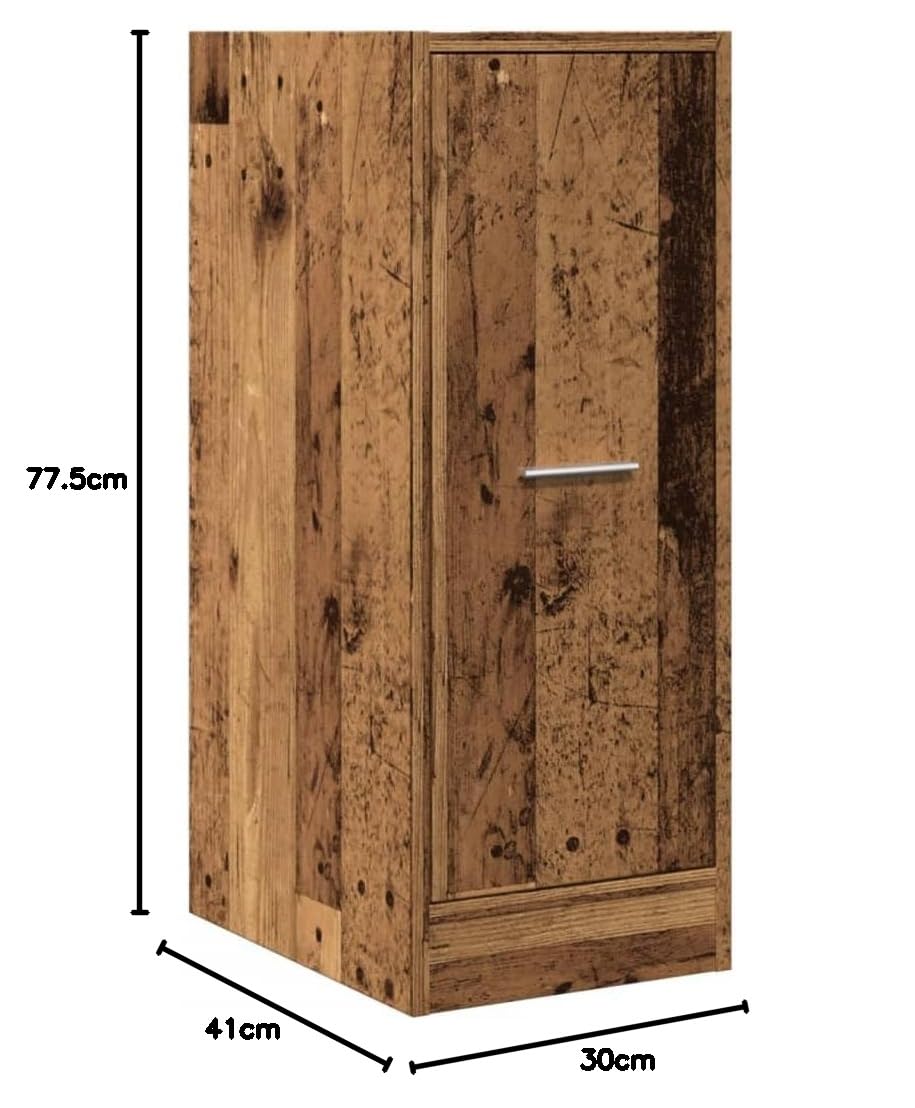 Armario farmacéutico vintage de madera vieja, 30 x 41 x 77,5 cm, con 2 cajones, capacidad de carga de 65 kg, material de madera, multifuncional, cocina, oficina, pasillo