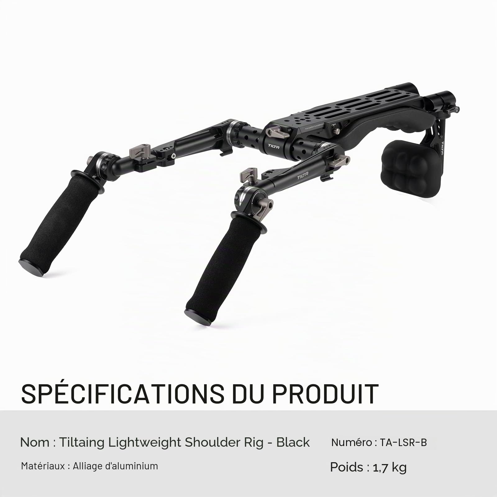 TILTA Camera Shoulder Rig avec Dual Rosette Handgrip, Dual Quick Release Baseplate et Soft Shoulder Pad, Lightweight Video Film Making System Kit pour DSLR Camera et Camcorder TA-LSR-B