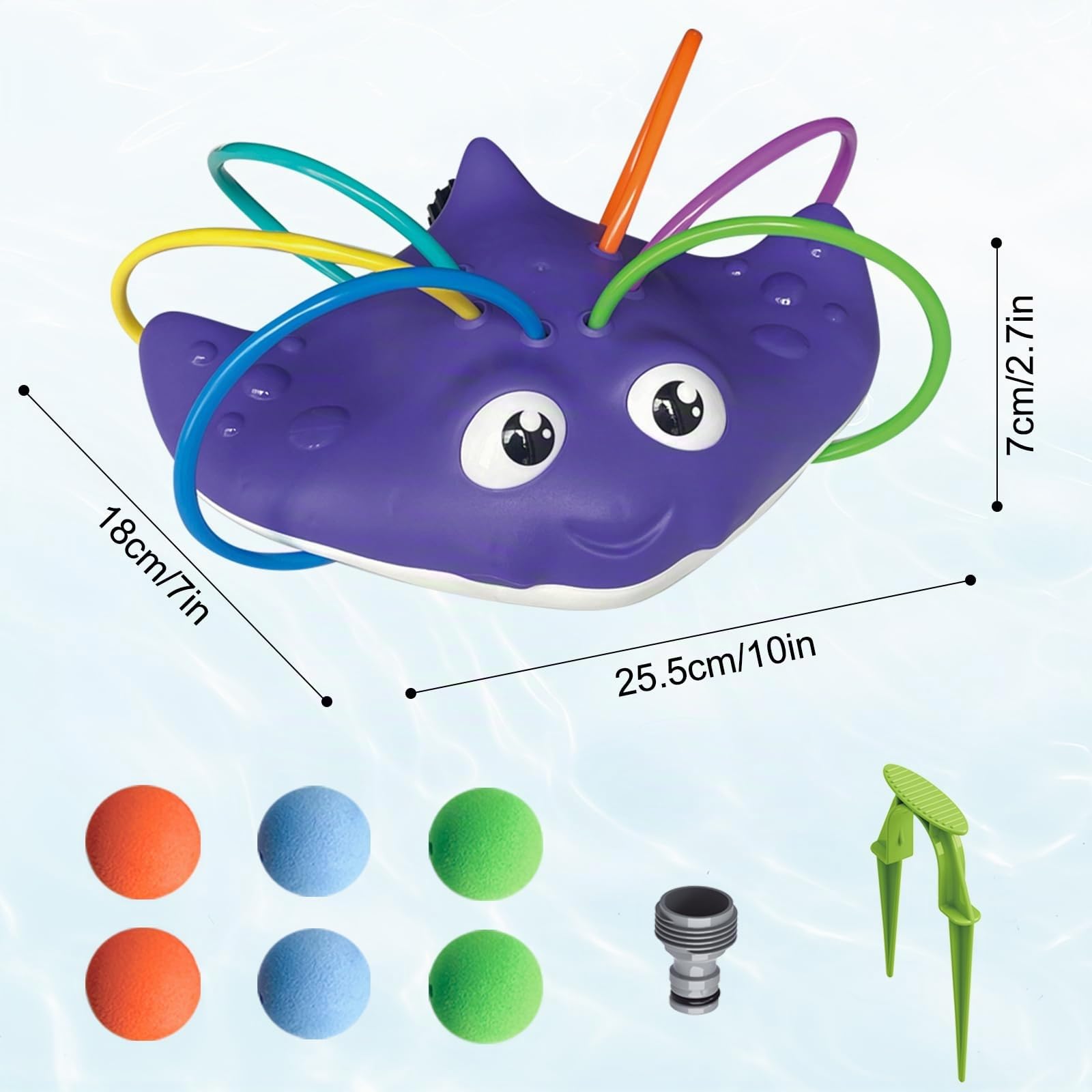 Jouets arrosage 2 en 1 pour enfants et adultes, tentacules d'eau fixés au tuyau, amusant pour l'été (raie manta)