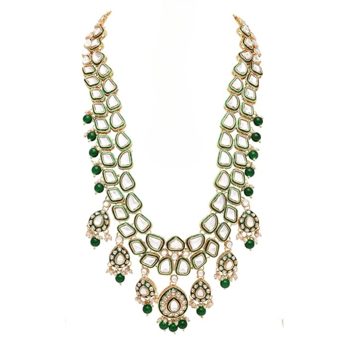 Gold Plated Traditional Kundan & Pearl Meenakari Dulha Moti Mala Maharaja Haar/Groom For Men (MLP391G)-image-33