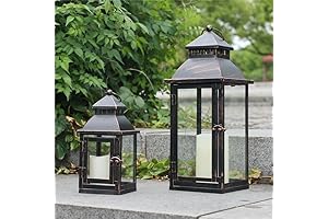 NEEDOMO Set of 2 Large Elegant Bronze Outdoor & Indoor Porch Lanterns